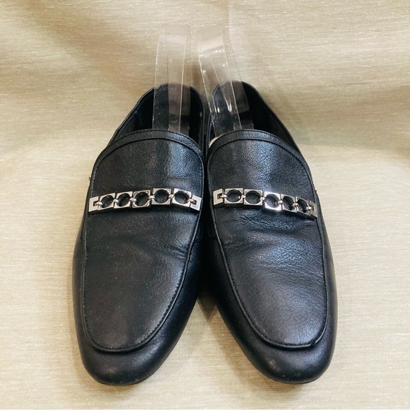 ZARA WOMAN Sz 40 Supple Leather Silver Chain Detail Long Toe Cap  Loafers Shoes - Picture 8 of 8